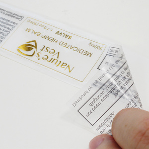 Custom  Gold Logo Transparent Adhesive Sticker Label
